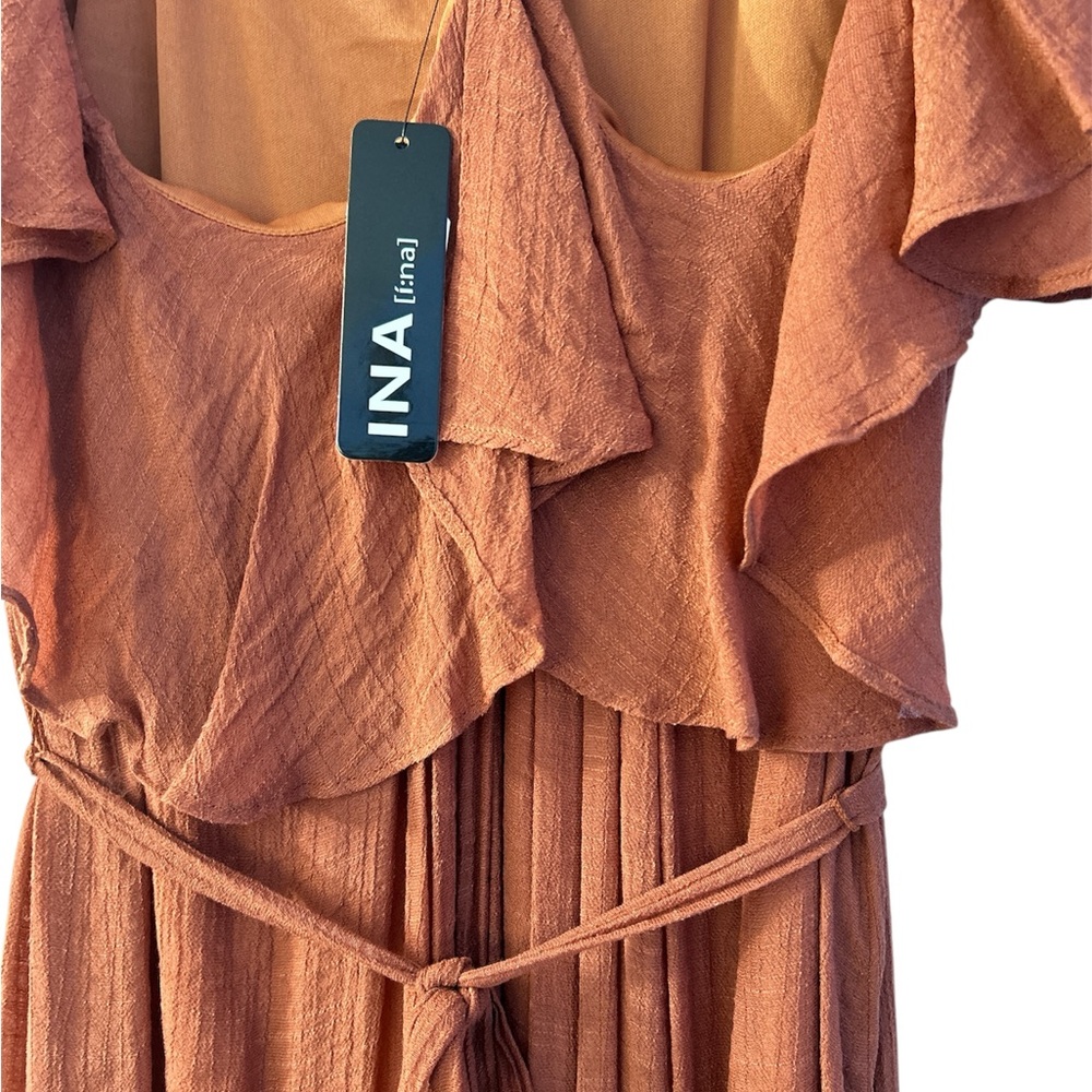 Rust Orange Maxi Dress with Ruffles - Picture 5 of 5